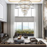 Interior of a luxurious loft living room.